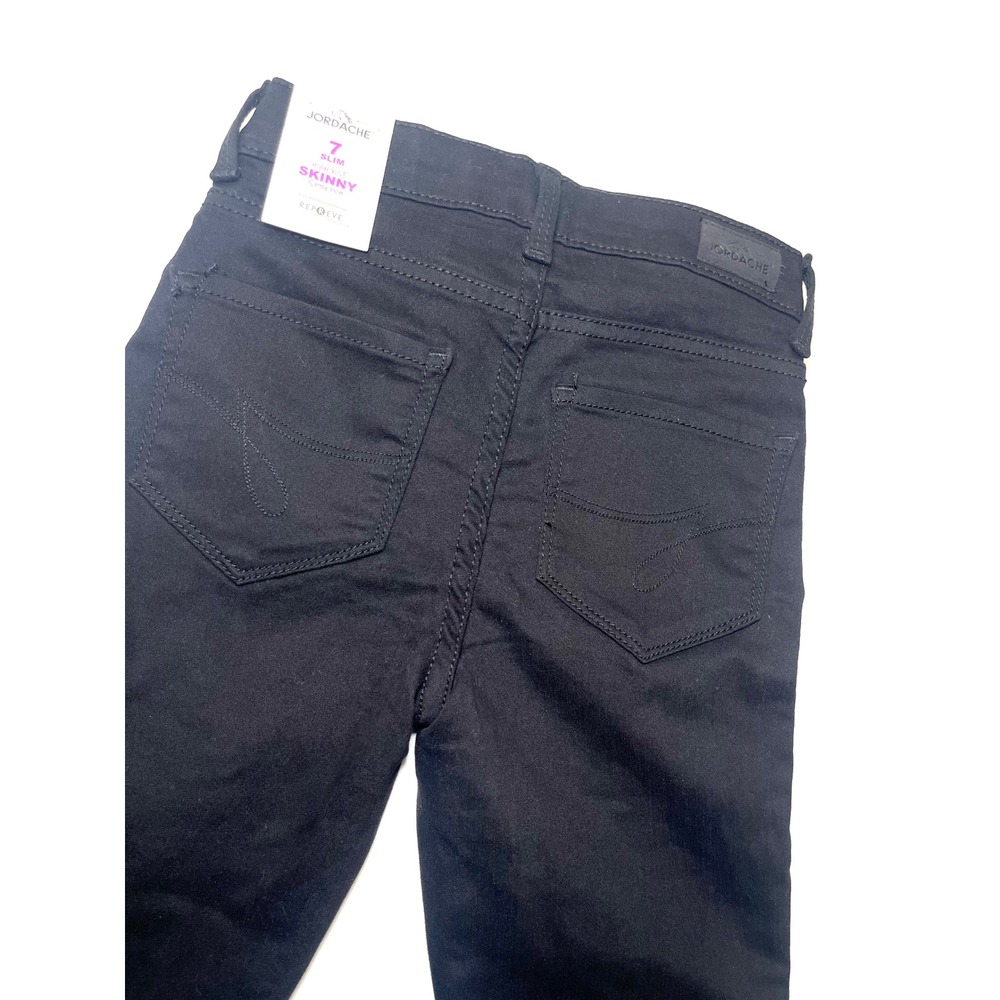 Jordache Girls High Rise Skinny Jeans Black Size 7 Slim Stretch Denim NWT